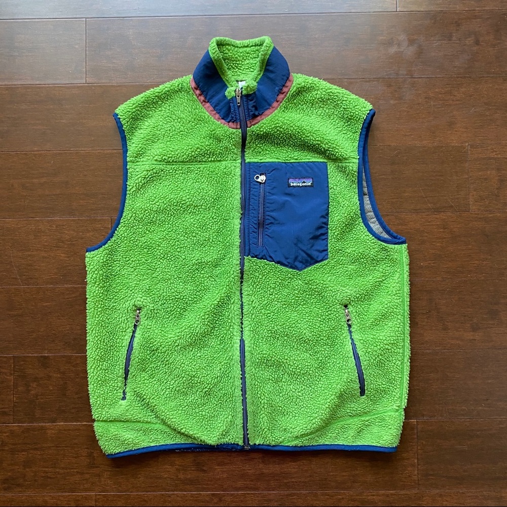 Patagonia X-Pile Vest Geen Blue Seahawks Colored Pile Lined